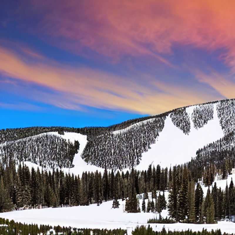 Deux amis profitant du soleil printanier sur les pistes enneigées de Vail Mountain Resort, USA, pendant les vacances de printemps. (Two friends enjoying the spring sunshine on the snowy slopes of Vail Mountain Resort, USA, during spring break.)