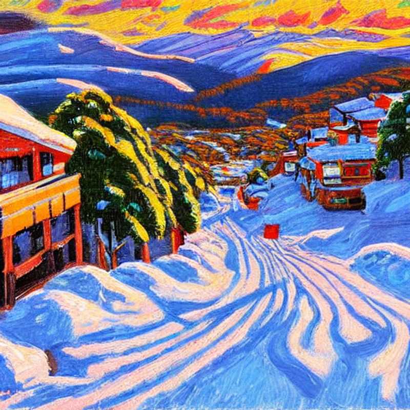Cenário vibrante de Thredbo na primavera australiana: esquiadores e snowboarders aproveitando a neve enquanto a montanha floresce, mostrando que a diversão na neve não precisa acabar com o inverno! Descubra o que fazer em Thredbo durante as férias da primavera!