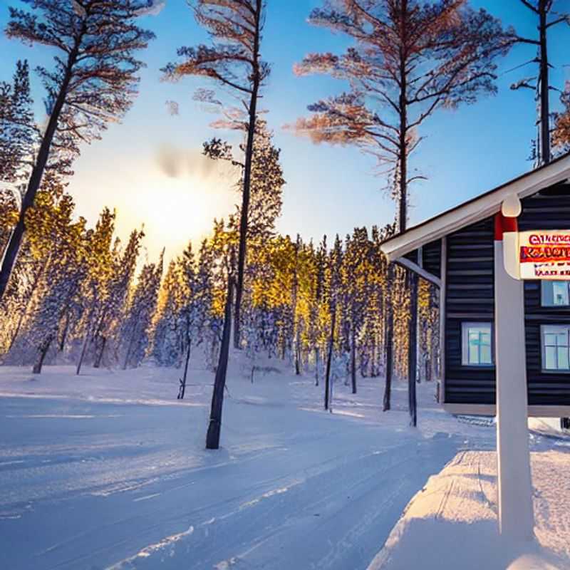 Casal aproveitando o sol da primavera em Levi, Finlândia, com montanhas cobertas de neve ao fundo - pura magia da Lapônia para as férias da primavera!