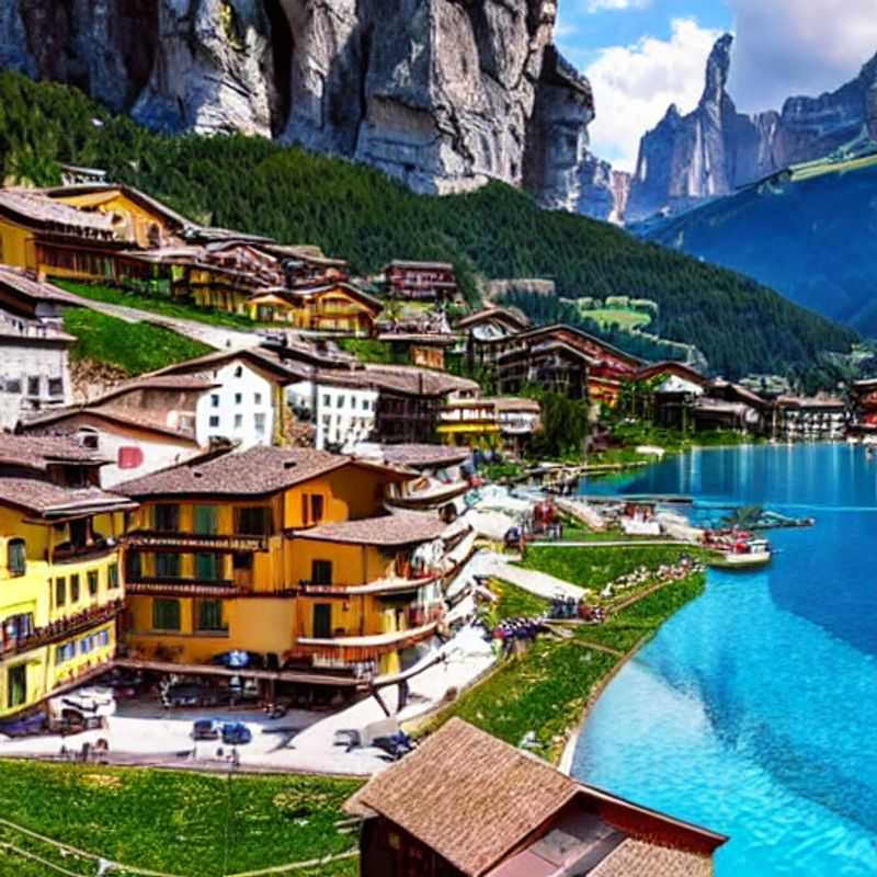 Casais aproveitando a vista deslumbrante das Dolomitas floridas, esquiando em Corvara, Itália, durante o feriado da primavera. Aventura e beleza em perfeita harmonia.