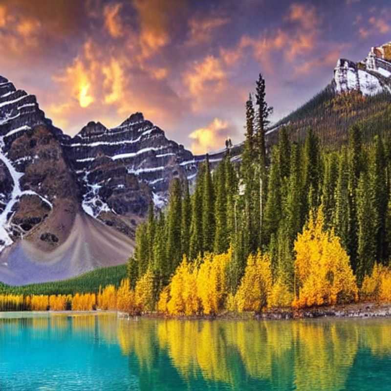 Casal admirando a paisagem deslumbrante de Banff-Lake Louise, no Canadá, com as montanhas ainda cobertas de neve e o lago esmeralda começando a descongelar, uma aventura inesquecível de primavera.