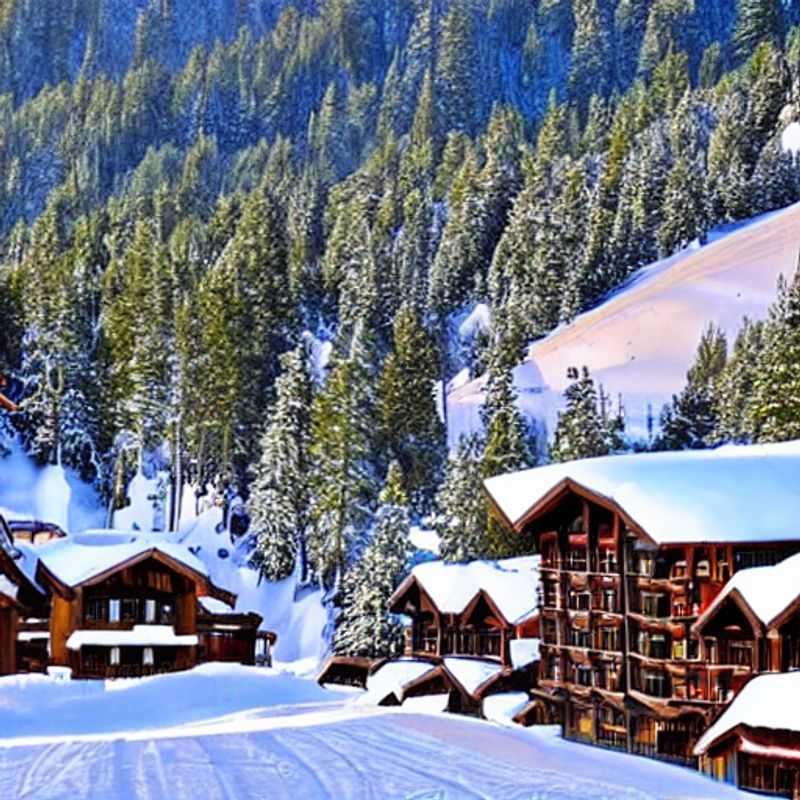 Casal aproveitando o sol da primavera e as montanhas ainda cobertas de neve em Squaw Valley, EUA, durante as férias da primavera, mostrando a combinação perfeita de esqui e atividades ao ar livre.