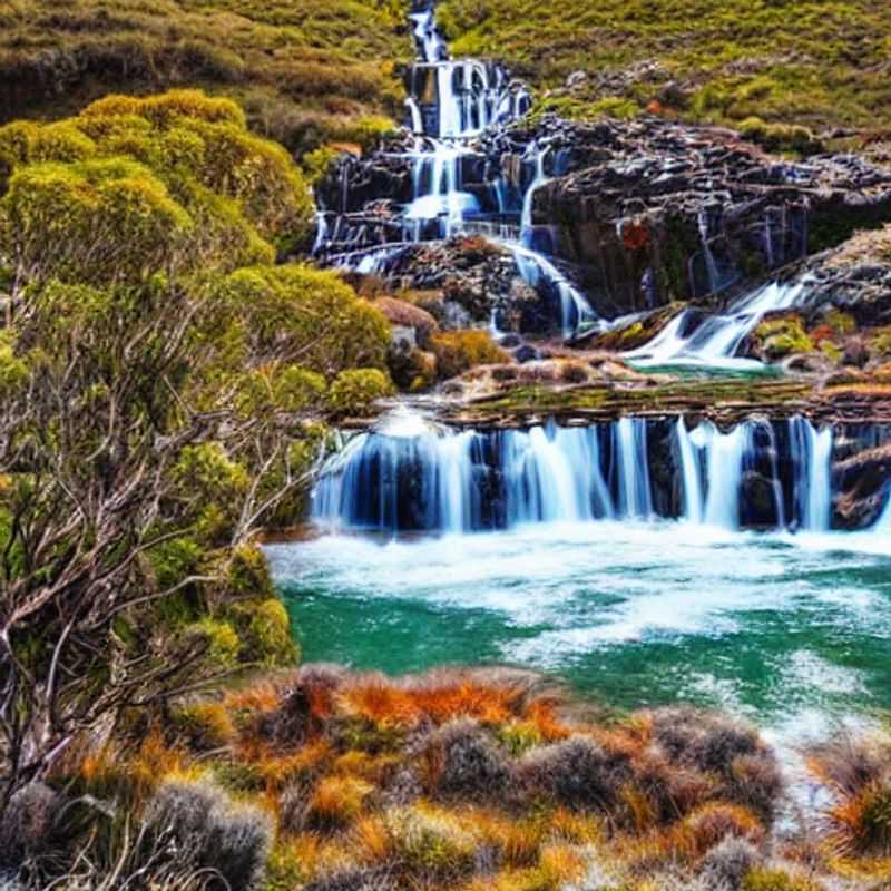Casal aproveitando a vista exuberante das montanhas cobertas de flores silvestres em Falls Creek, Austrália, durante as férias de primavera: um paraíso alpino vibrante e cheio de cor.