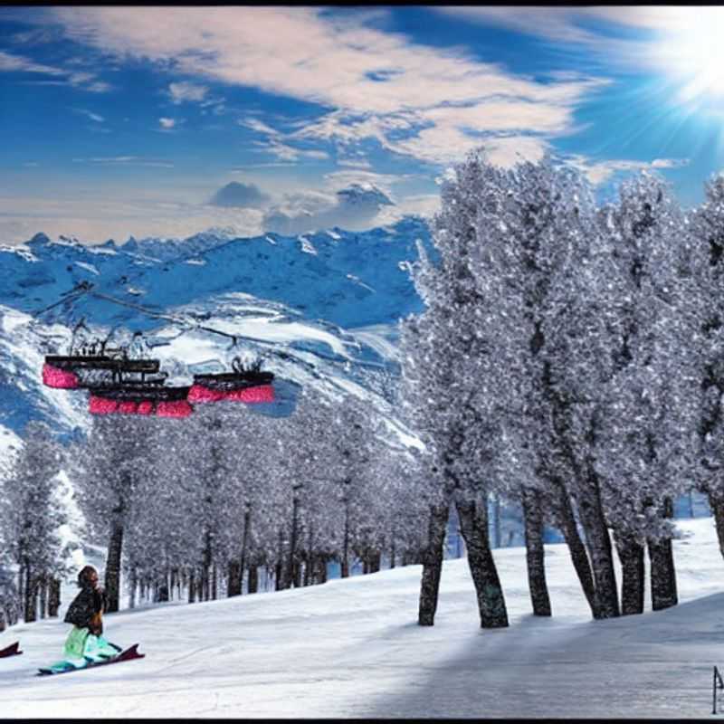 Deux amis profitant du soleil printanier éclatant sur les pistes immaculées des Arcs, France, une aventure inoubliable pendant les vacances de printemps.