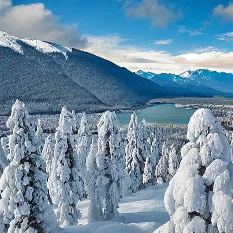 Okay, here are a few options for alt text in French for an image of Revelstoke, Canada in an article about Spring Break activities, keeping in mind SEO and accessibility: