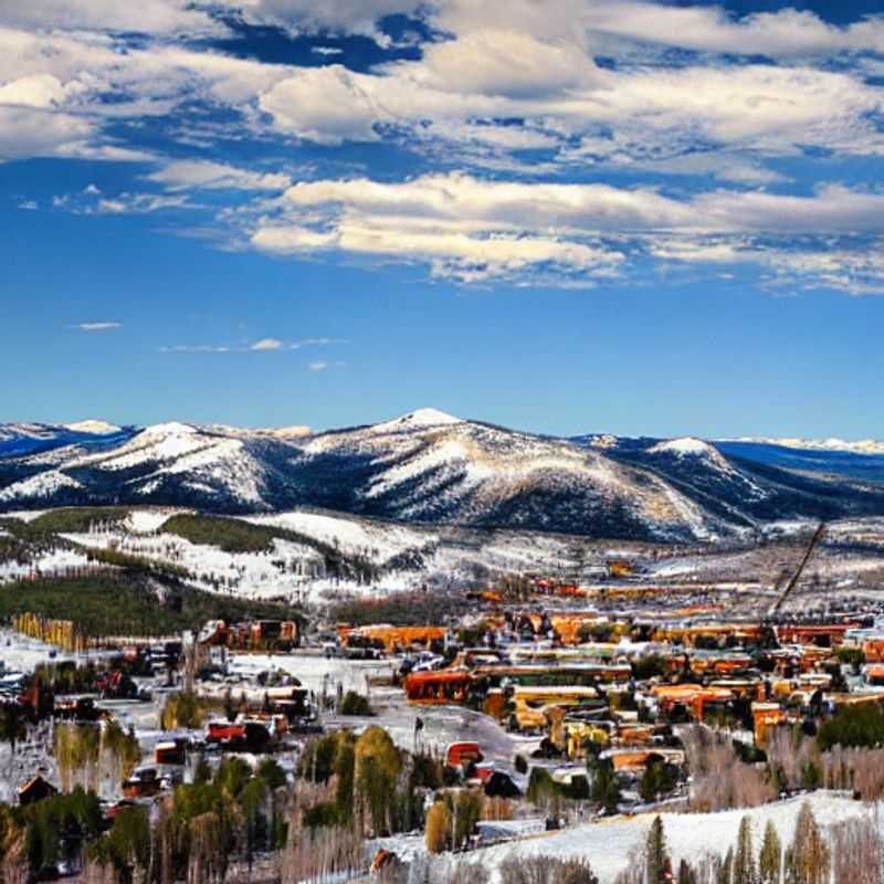 Deux skieurs dévalent les pentes ensoleillées de Steamboat Springs, USA, profitant pleinement des activités de plein air offertes pendant les vacances de printemps.
