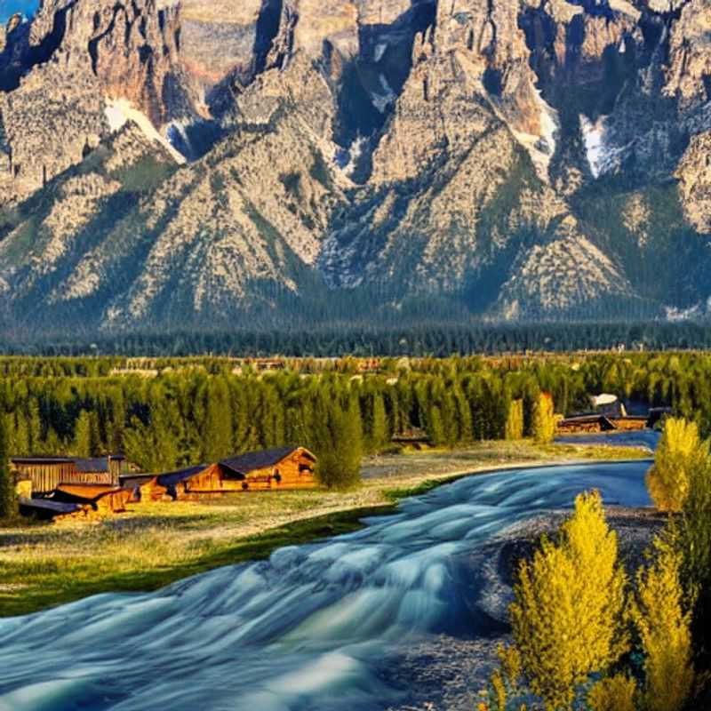 Casal admirando a explosão de cores da primavera em Jackson Hole, EUA, com as montanhas cobertas de neve ao fundo, enquanto aproveitam as férias da primavera.