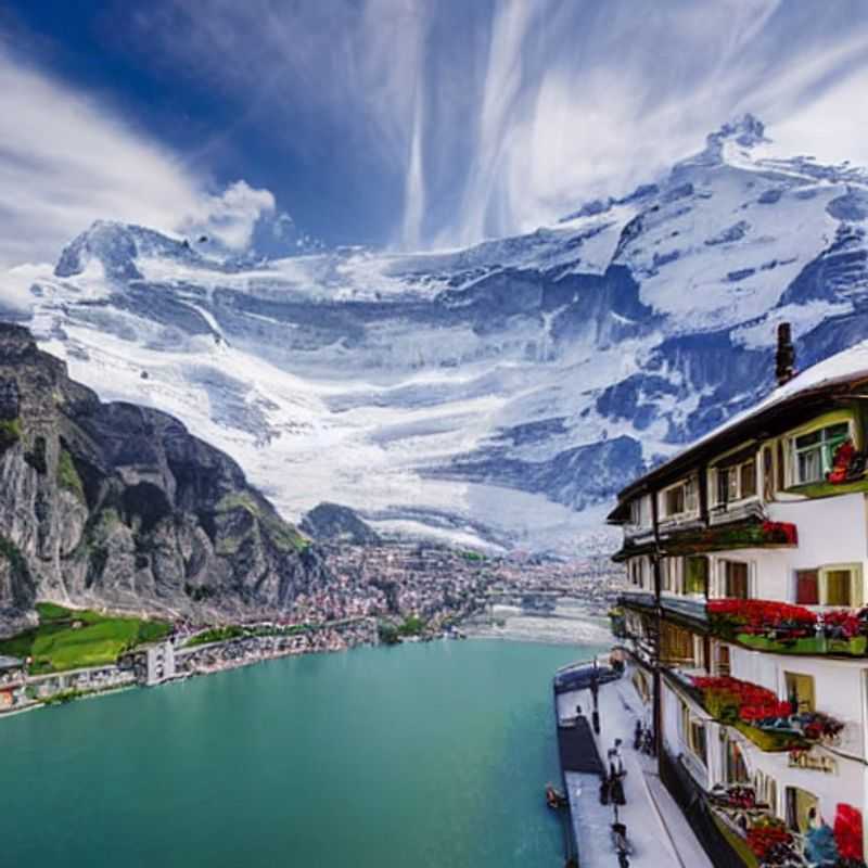 Dos amigos disfrutando de las impresionantes vistas de la región de Jungfrau, Suiza, durante las vacaciones de primavera.
