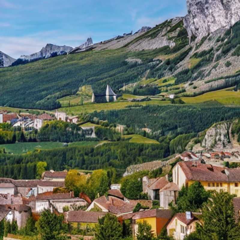 Duas pessoas brindando com taças de vinho espumante com os Alpes cobertos de flores em Les Menuires, França, ao fundo, curtindo a atmosfera ensolarada e as paisagens vibrantes durante o spring break.