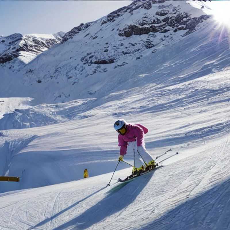 Casais se divertindo em uma pausa ensolarada de primavera em Obergurgl, Áustria, com picos cobertos de neve e pistas convidativas logo abaixo. (Couples enjoying a sunny spring break in Obergurgl, Austria, with snow-capped peaks and inviting slopes just below.)