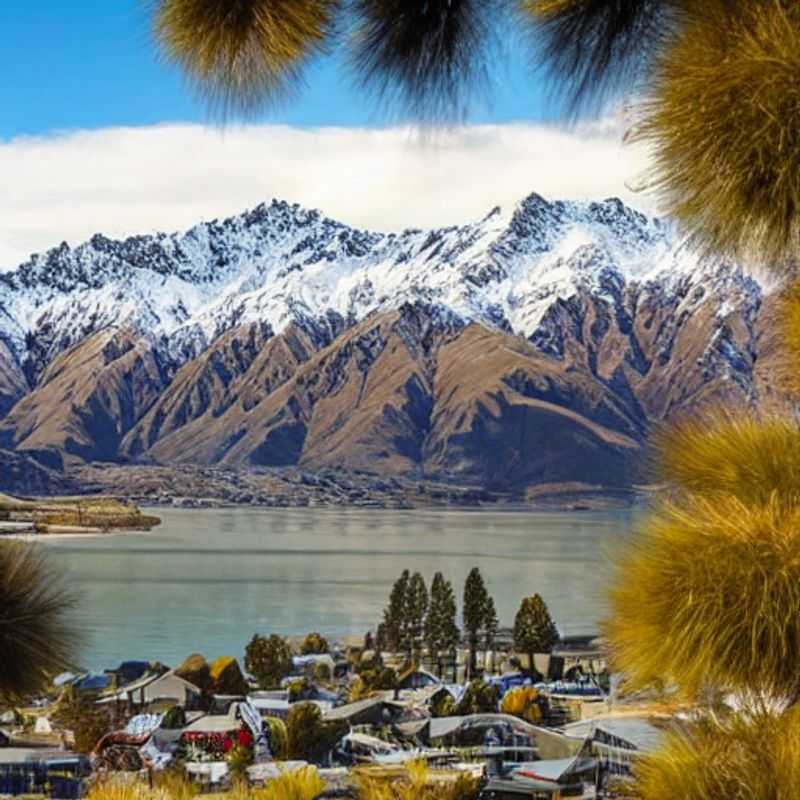 Picos nevados e espetaculares de The Remarkables, Nova Zelândia, sob o sol da primavera, um paraíso para aventuras e paisagens inesquecíveis durante as férias da primavera.