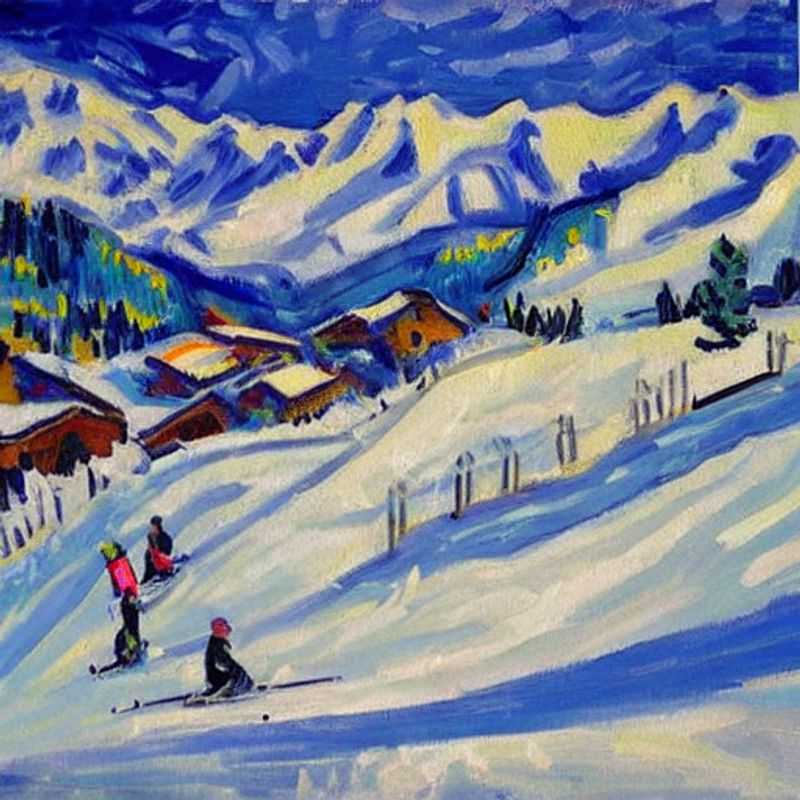 Dos esquiadores disfrutando del sol primaveral en La Plagne, Francia, aprovechando al máximo sus vacaciones de Semana Santa en la nieve.