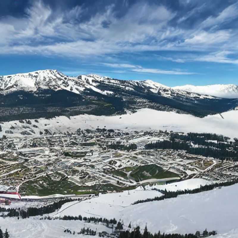 Spring break bliss! Two friends carving fresh tracks down the sun-drenched slopes of Big Sky Resort, Montana, embracing the thrill of adventure.