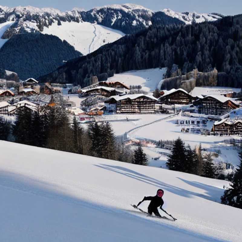 Deux jeunes profitant du soleil printanier à Kitzbühel, en Autriche, avec les montagnes enneigées en toile de fond : une pause idéale pendant les vacances de printemps !