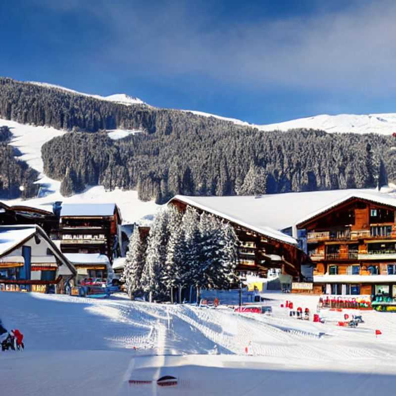 Dois casais desfrutando da beleza do sol brilhante sobre as montanhas de Meribel, França, durante as férias de primavera.