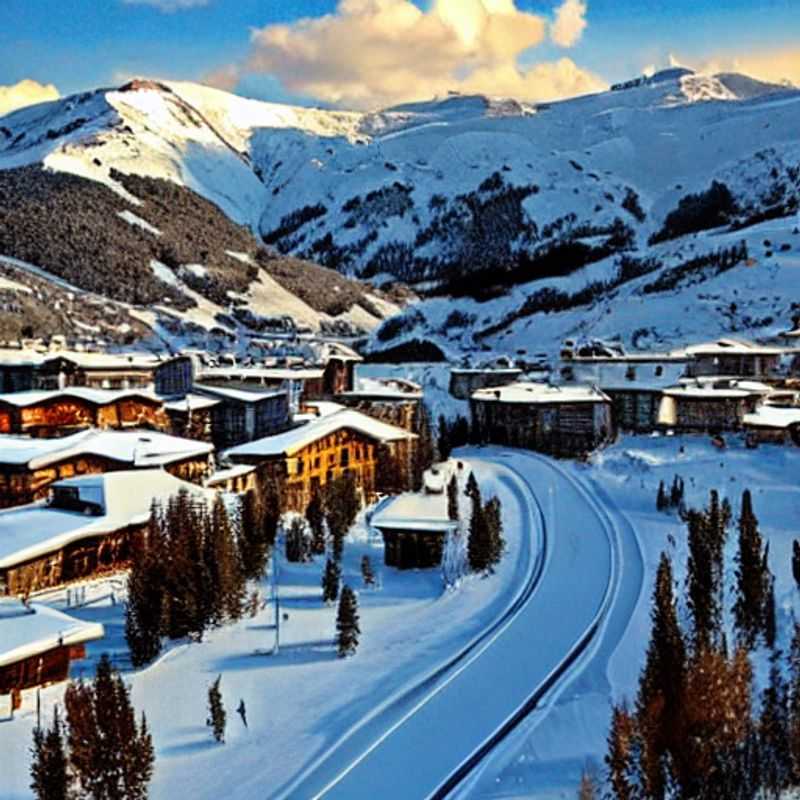Spanish: Parejas disfrutando del sol primaveral en Sestriere, Italia, con las imponentes montañas nevadas como telón de fondo, una escapada perfecta para Semana Santa.