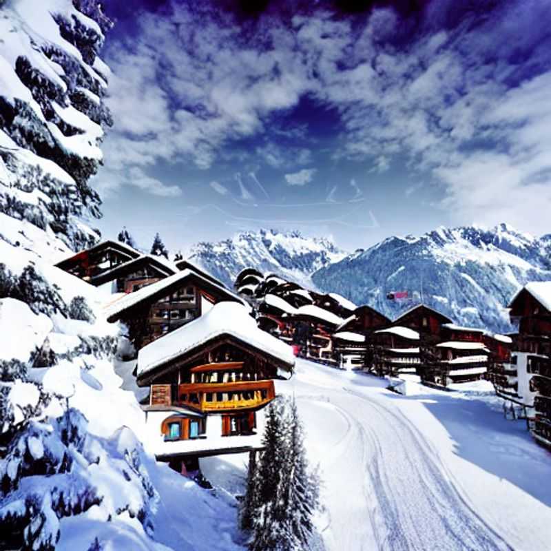 Dois amigos admirando a deslumbrante paisagem de Verbier, Suíça, durante as férias de primavera, cercados por montanhas nevadas e um céu azul deslumbrante.