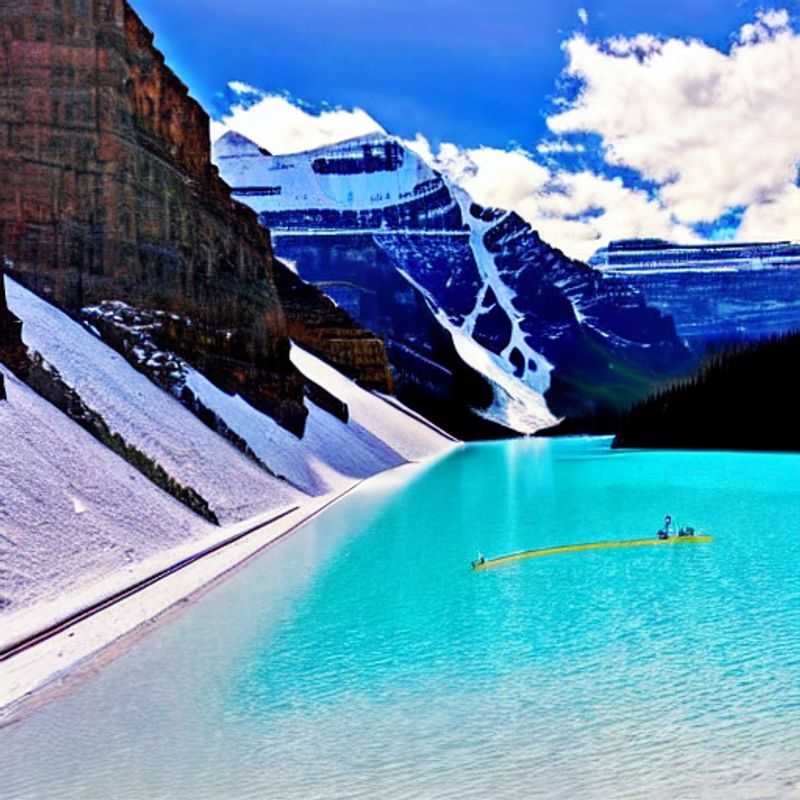Casais deslizando pelas encostas ensolaradas do Lake Louise Ski Resort, no Canadá, aproveitando ao máximo o espírito vibrante do Spring Break na neve.