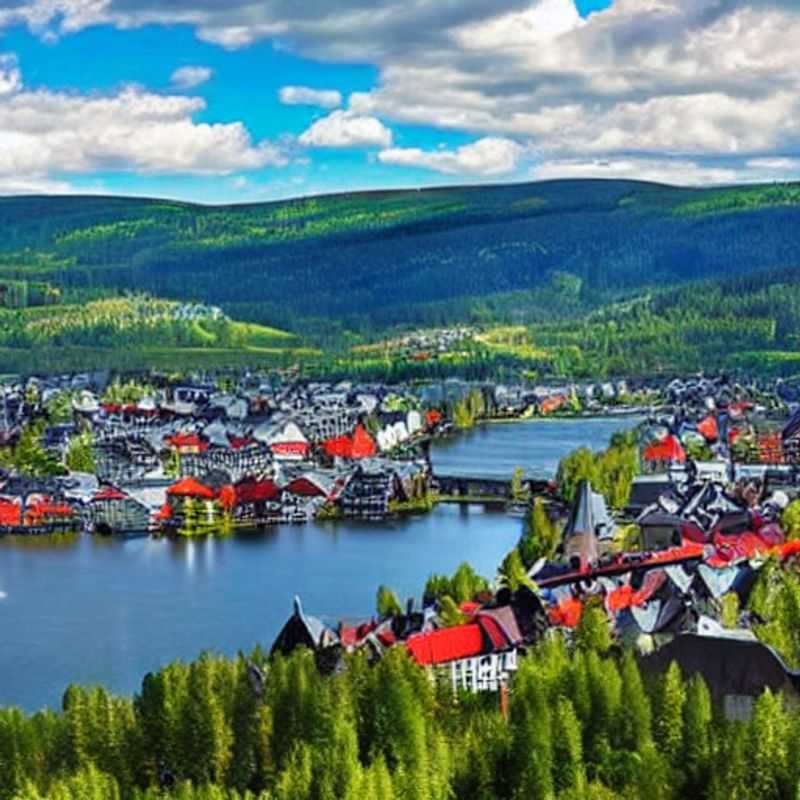 Casal aproveitando o sol da primavera em Lillehammer, Noruega, com as montanhas ainda coroadas de neve – ideias para um spring break inesquecível!