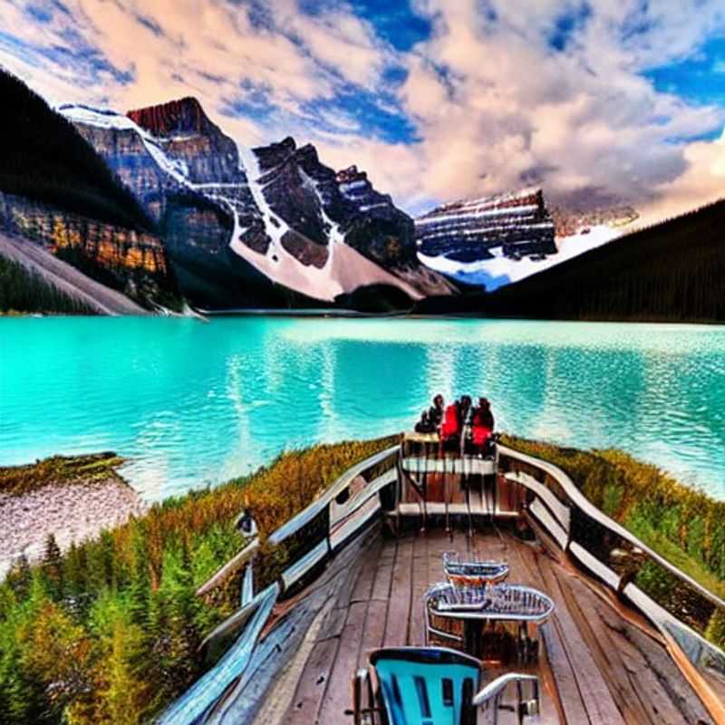Dos amigos disfrutando de las impresionantes vistas de Banff-Lake Louise, Canadá, durante las vacaciones de primavera.