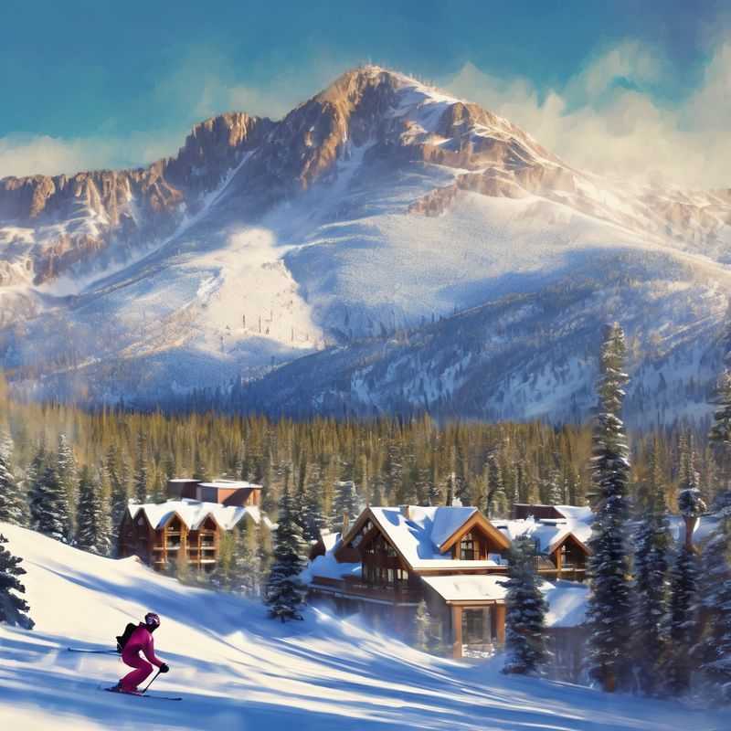 A majestic panoramic view of Mammoth Mountain, USA, dusted with pristine snow, showcasing its grandeur as a premier winter destination.