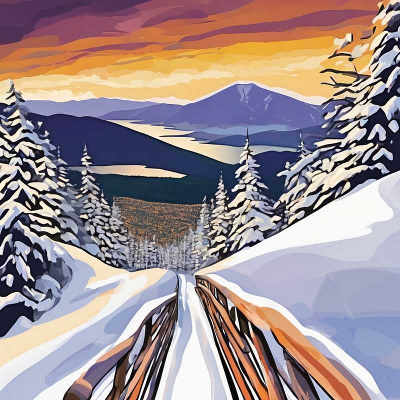 Casal admirando a paisagem deslumbrante de Jay Peak, EUA, com suas montanhas cobertas de neve, ideal para quem busca as melhores áreas para se hospedar.