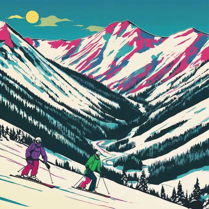 Pareja disfrutando de las impresionantes vistas de Arapahoe Basin, EE. UU., con sus picos nevados y un ambiente de montaña acogedor.