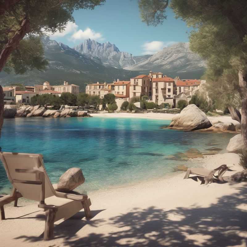 A hiker traverses a rugged, rocky section of the GR20 trail in Corsica, France, with dramatic mountain scenery stretching into the distance.