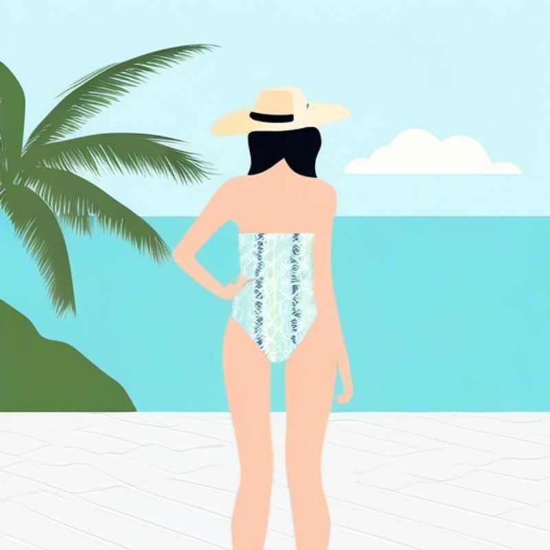 A colorful swimsuit hanging on a rack, ready for a summer adventure.