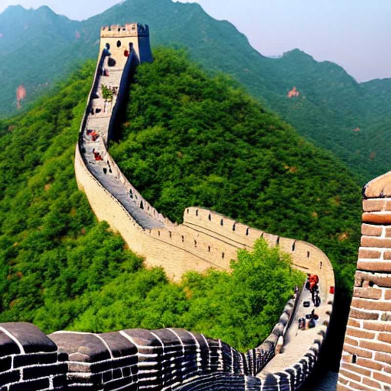Randonnée sur la Grande Muraille de Chine en été : vue imprenable sur les remparts et les paysages environnants.
