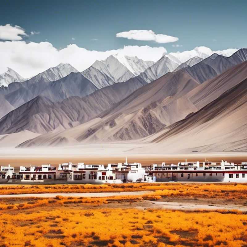 Una pareja de nómadas digitales trabajando de forma remota en su caravana, disfrutando de las impresionantes vistas otoñales de Ladakh, India, durante su breve pero fascinante estancia de 24 horas.