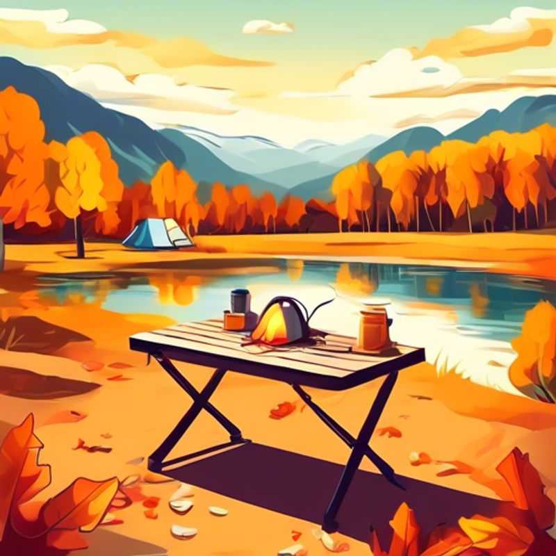 A sleek, foldable camping table, compact and lightweight, ready to transform any campsite into a cozy dining area for adventurers.