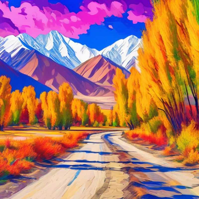 Une famille avec des enfants voyageant en caravane sur la route du Pamir, en Asie centrale, découvrant des paysages à couper le souffle lors de leur aventure de 3 jours entre l'été et l'automne.