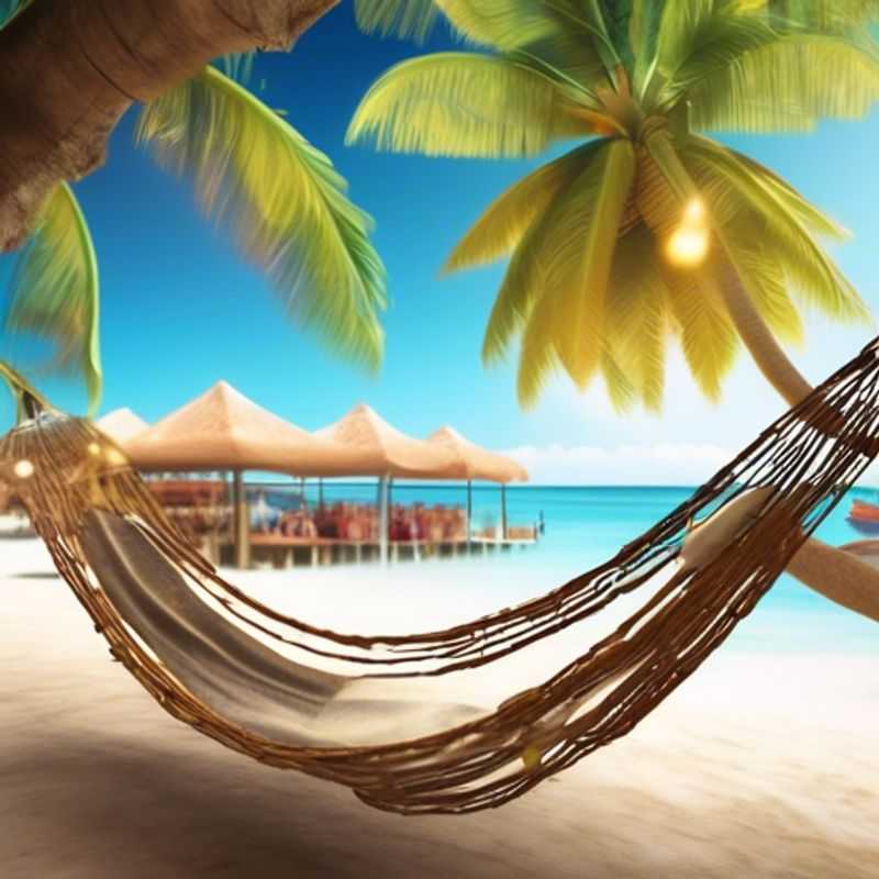 A cozy hammock slung between two trees, bathed in warm sunlight, inviting you to relax and unwind.