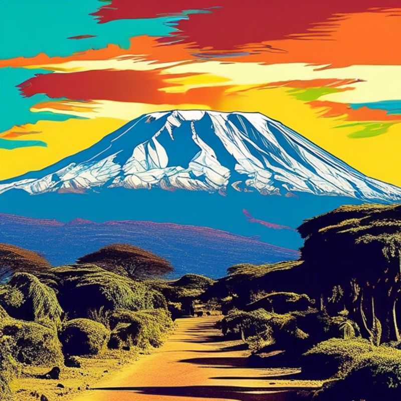 Quatre nomades numériques du groupe The Romantic Traveler admirant la majesté du mont Kilimandjaro, en Tanzanie, lors de leur aventure hivernale de 5 jours.