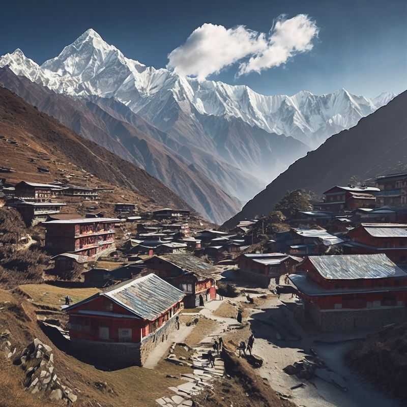 Panoramic view of the majestic Langtang Valley in Nepal, a breathtaking landscape of snow-capped peaks and vibrant green meadows, inviting trekkers to explore its pristine beauty.
