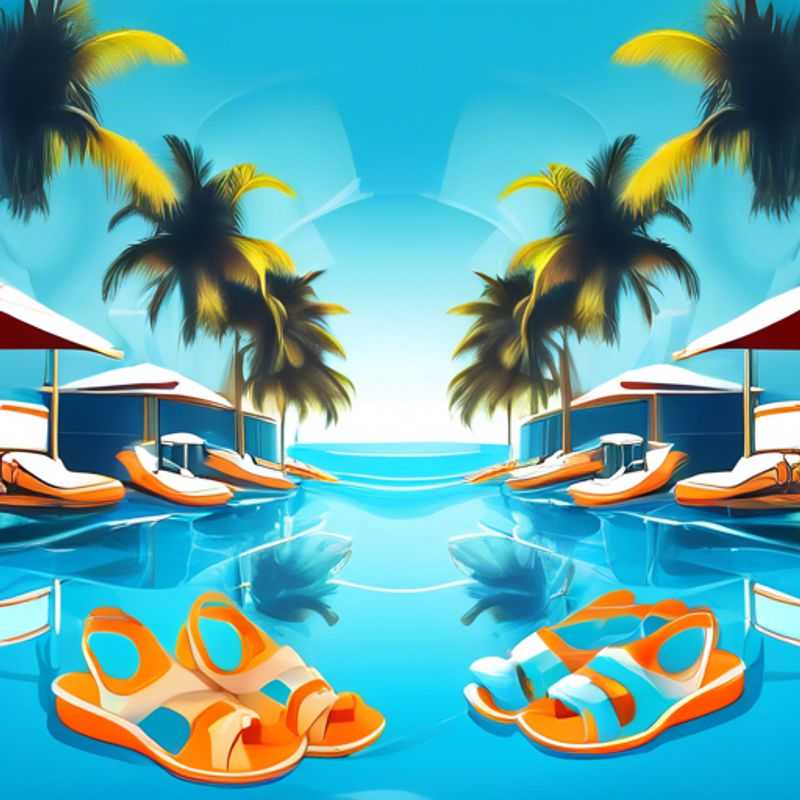 A close-up of water shoes or sandals, showcasing their features and design.