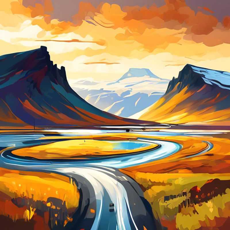 Un groupe de six nomades numériques, The Social Media Traveler, explorant la Route Circulaire d'Islande pendant 24 heures, entre l'été et l'automne, entouré de paysages à couper le souffle et de couleurs vibrantes.