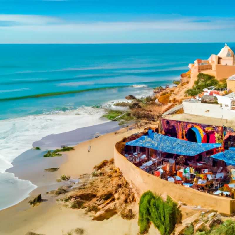 Balade à dos de chameau à Taghazout&#44; Maroc&#44; au printemps