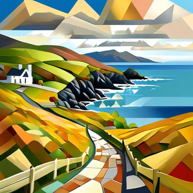 Un groupe de six sacs à dos, les voyageurs de l'année sabbatique, explorant les paysages verdoyants et les sentiers sinueux du Kerry Way en Irlande pendant leur séjour de trois semaines entre l'été et l'automne.