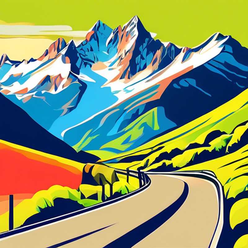 A family of digital nomads, The Gap Year Travelers, enjoying the scenic beauty of the Haute Route, Switzerland to France, as they navigate the winding roads in their caravan trailer during a 5-day spring adventure.