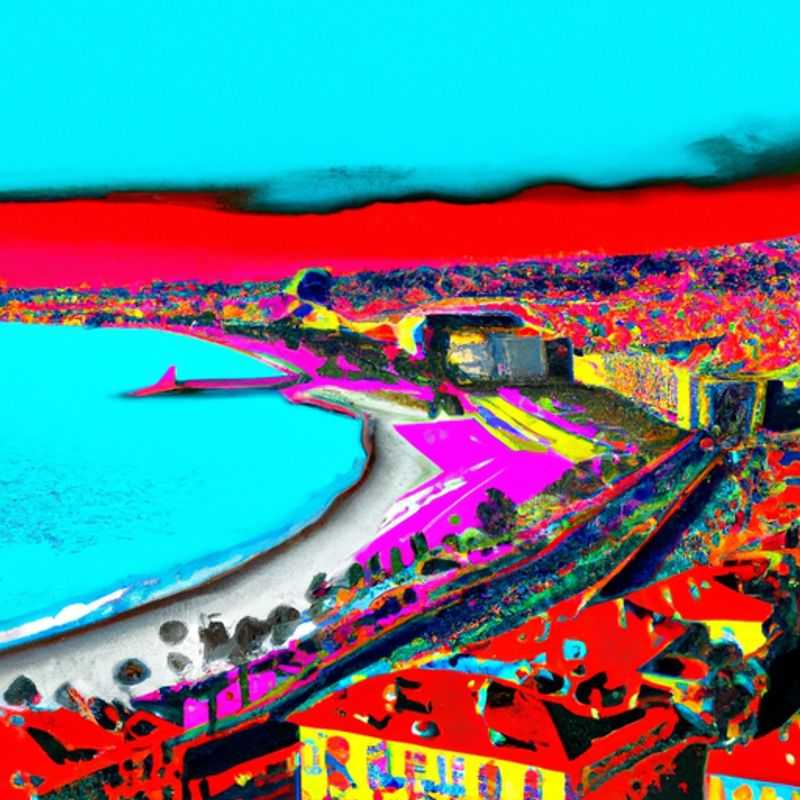 A lone traveler basking in the warm glow of Nice's Promenade des Anglais on a crisp winter day, surrounded by the vibrant hues of the Mediterranean Sea and the iconic blue chairs, capturing the essence of a solo adventure in this captivating French city.