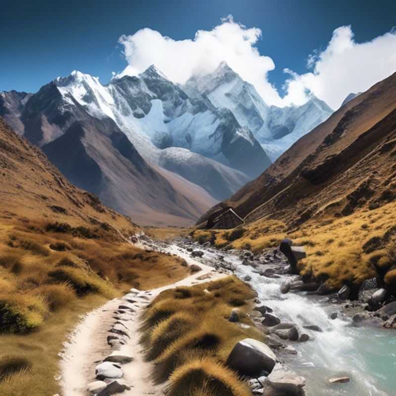 Una pareja de nómadas digitales trabajando a distancia en su caravana durante una caminata de 3 días por el Salkantay Trek en Perú, durante el invierno. Disfrutan de la belleza escénica de los Andes peruanos, con impresionantes vistas de montañas, glaciares y vegetación exuberante.