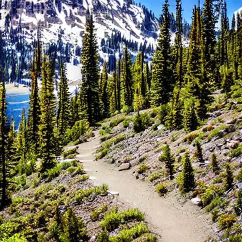 Trilha Pacific Crest Trail, EUA: Vista panorâmica espetacular de um trecho da trilha durante o verão.
