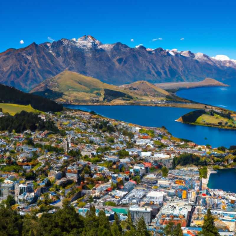 A couple embarking on an adventurous summer escapade in Queenstown, New Zealand, surrounded by the breathtaking panorama of snow-capped mountains and crystal-clear Lake Wakatipu, ready to explore the region's renowned hiking trails and thrilling water sports.