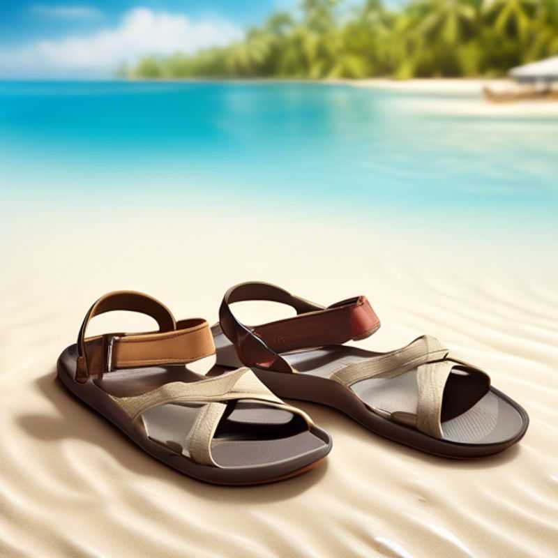 A close-up of water shoes or sandals, showcasing their features and design.