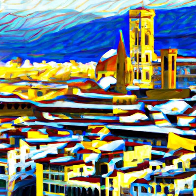 Sei persone ammirate dall'imponente Duomo di Firenze, capolavoro architettonico che domina lo skyline della città, durante la loro escursione invernale di una settimana a Firenze, Italia.
