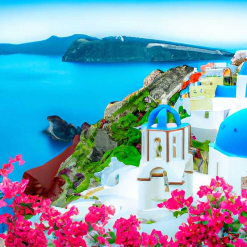 Young couple of digital nomads, basking in the glow of the setting sun as they stroll hand-in-hand along the picturesque waterfront of Santorini, Greece, during their 24-hour springtime adventure.