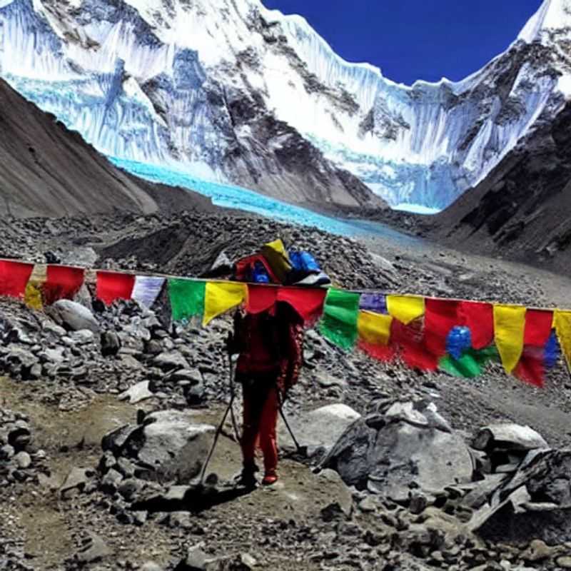 Randonnée au camp de base de l'Everest au Népal au printemps : vue imprenable sur les montagnes enneigées.