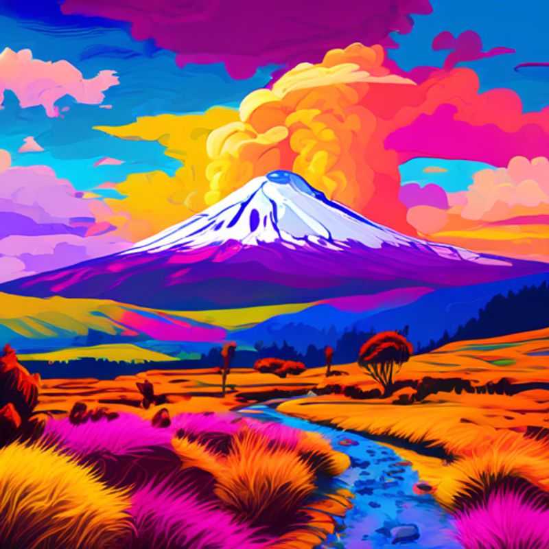 The Staycationer's caravan trailer nestled amidst the breathtaking landscape of Cotopaxi National Park, Ecuador. The majestic snow-capped volcano looms in the distance, a testament to the raw beauty of nature, while vibrant wildflowers dot the grassy plains, signaling the transition from summer to fall.